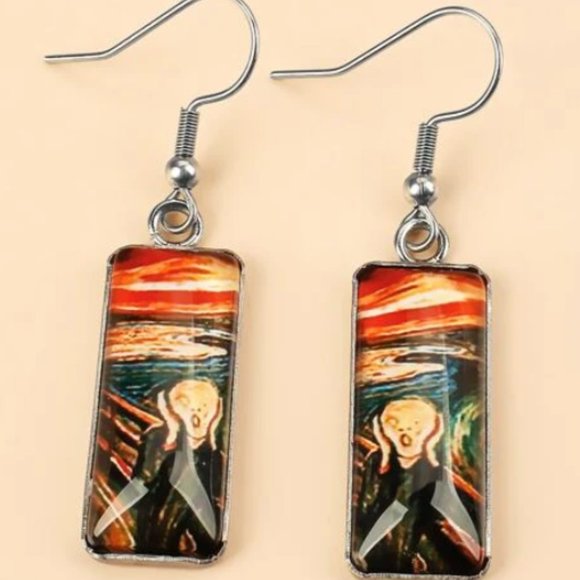 Edvard Munch‎ The Scream Artist Silver Dangle Earrings - Picture 1 of 2
